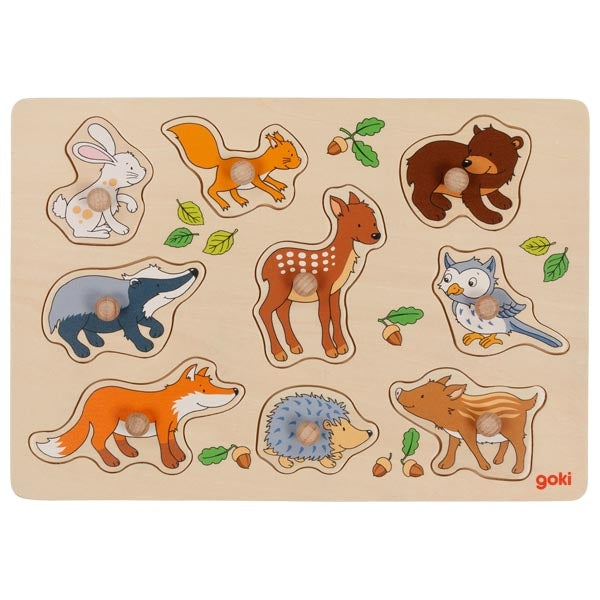 Wooden Lift-Out Peg Puzzle - Forest Animals