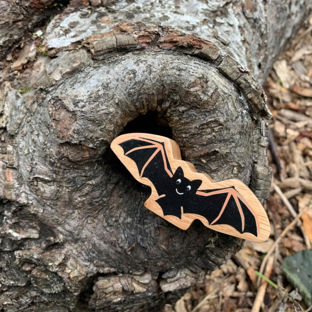 Wooden Black Bat Figure