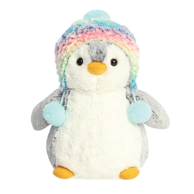 PomPom Penguin Rainbow Hat Soft Toy