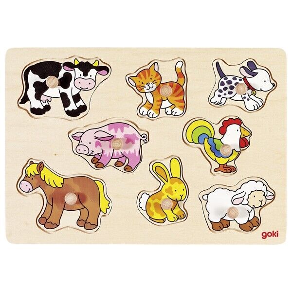 Wooden Lift-Out Peg Puzzle - Farm Animals