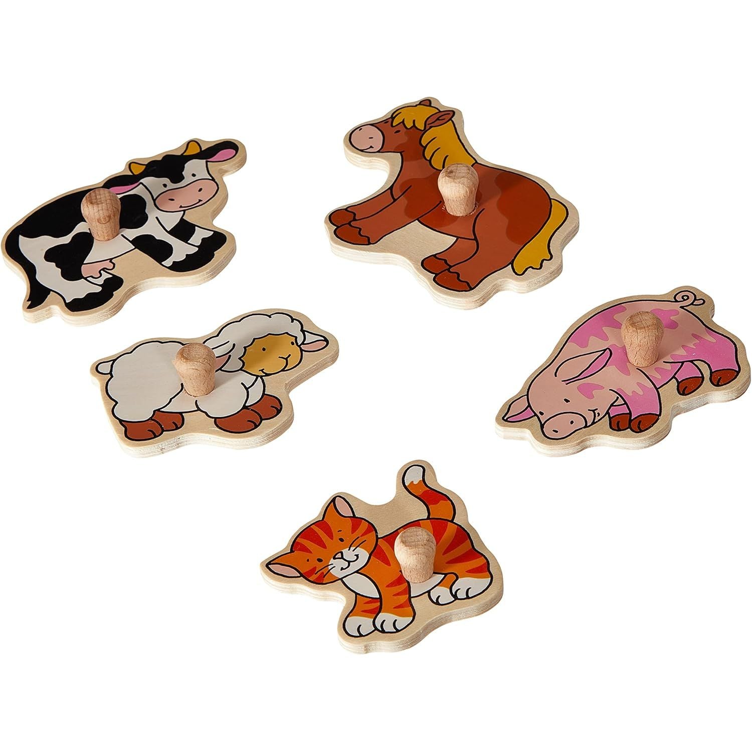 Wooden Lift-Out Peg Puzzle - Farm Animals