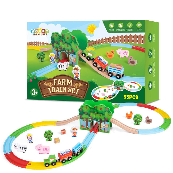 First Wooden Train Farm Set