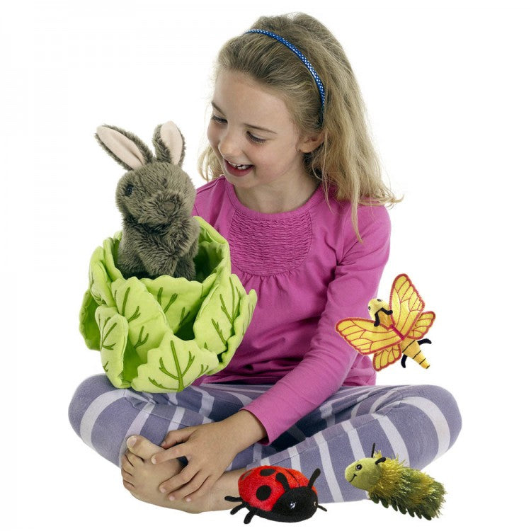 Rabbit in a lettuce Hide Away Puppet