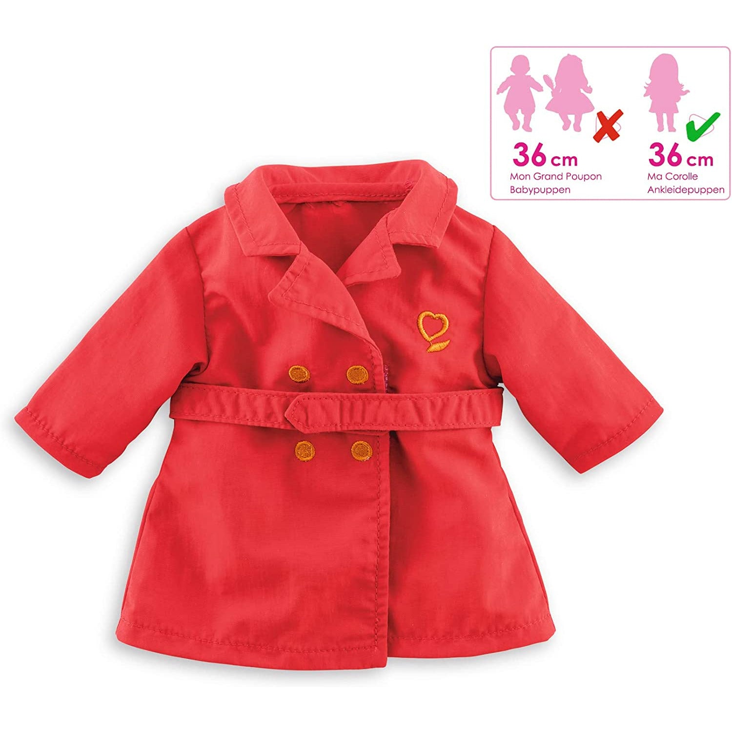 Red Trench Coat For 36cm Doll